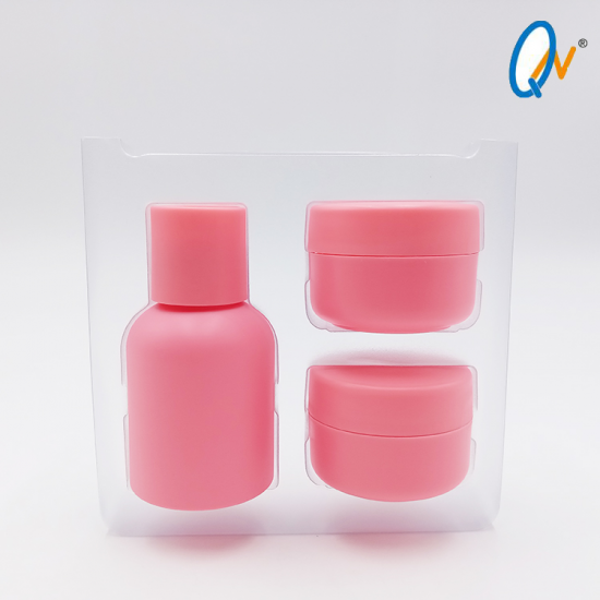 Pink Frosted Plastic Cosmetic Bottles